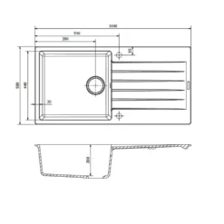 Reginox Harlem 1 Bowl Granite Composite Kitchen Sink & Waste Kit - 1000 x 500mm