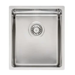 Reginox Houston 34x40 Single Bowl Stainless Steel Inset / Undermount Kitchen Sink & Waste Kit - 380 x 440mm