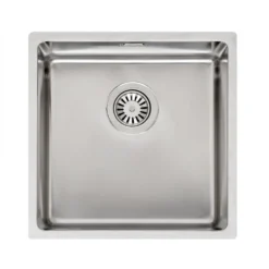 Reginox Houston 40x40 Single Bowl Stainless Steel Inset / Undermount Kitchen Sink & Waste Kit - 440 x 440mm