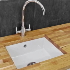 Reginox Mataro 1 Bowl Undermount White Glaze Ceramic Sink & Waste - 557 x 430mm