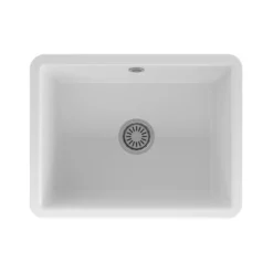 Reginox Mataro 1 Bowl Undermount White Glaze Ceramic Sink & Waste - 557 x 430mm