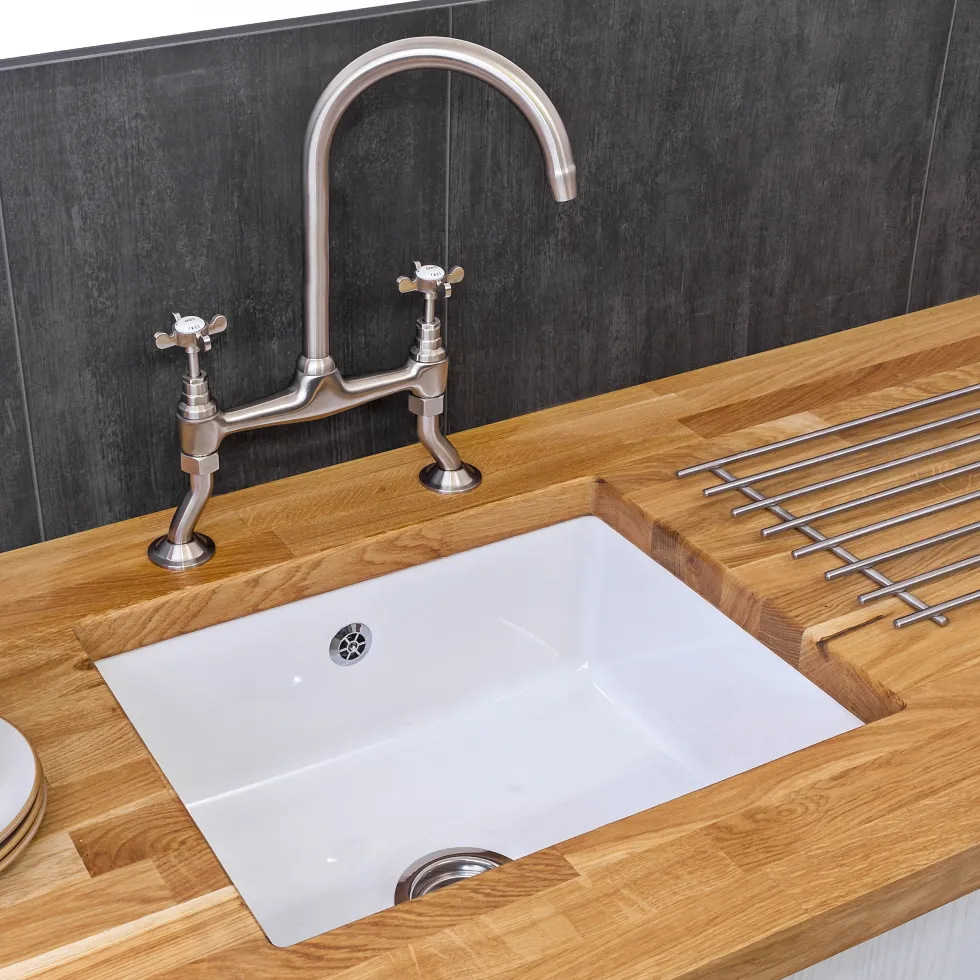 Reginox Mataro 1 Bowl Undermount White Glaze Ceramic Sink & Waste - 557 x 430mm