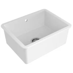 Reginox Mataro 1 Bowl Undermount White Glaze Ceramic Sink & Waste - 557 x 430mm