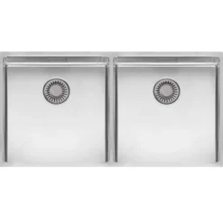 Reginox New York 2 Bowl Undermount or Inset Stainless Steel Kitchen Sink and Integrated Waste - 860 x 440mm