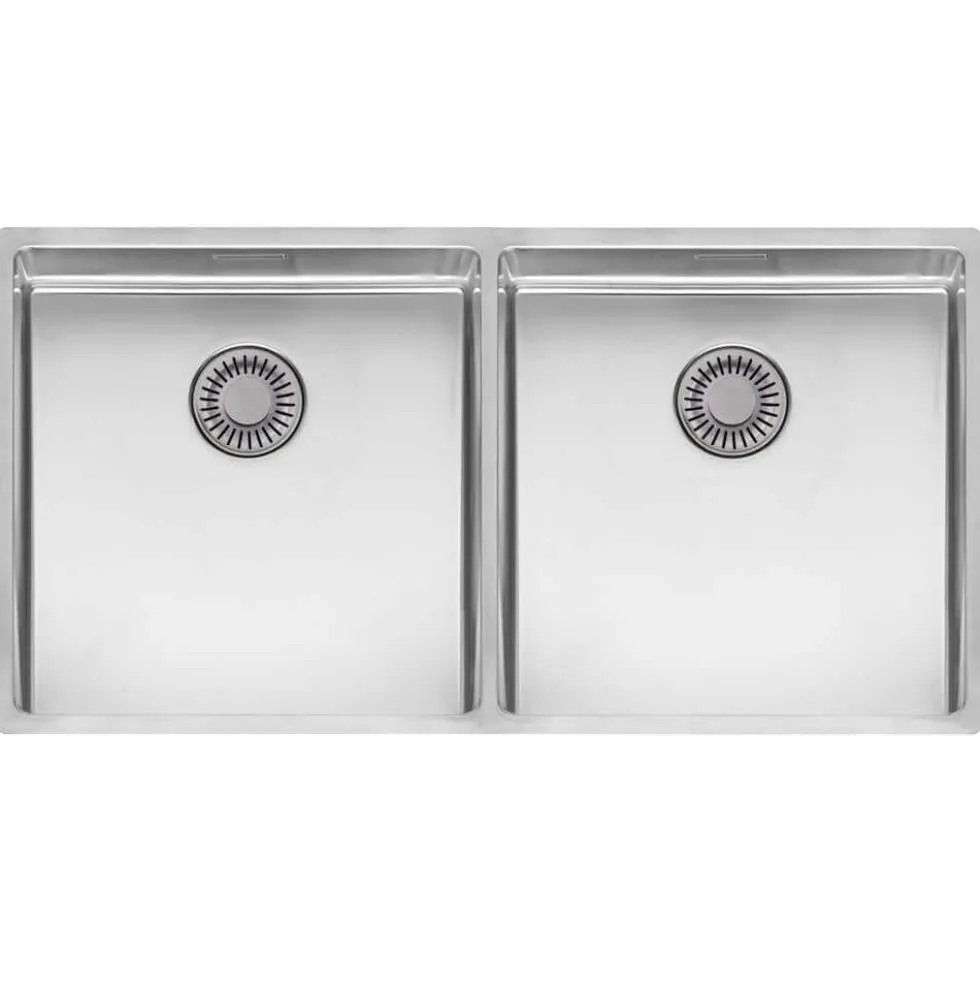 Reginox New York 2 Bowl Undermount or Inset Stainless Steel Kitchen Sink and Integrated Waste - 860 x 440mm