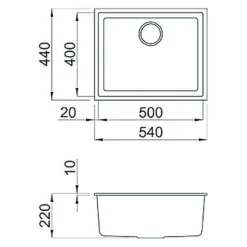 Reginox Quadra Single Bowl Granite Composite Undermount Kitchen Sink & Waste Kit - 540 x 440mm