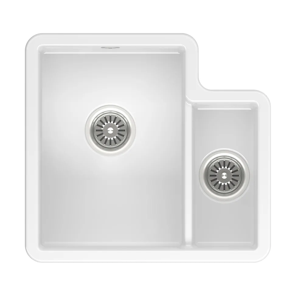 Reginox Tuscany 1.5 Bowl Undermount Ceramic Sink & Waste and Butler & Rose Victoria Traditional Mono Kitchen Mixer Tap