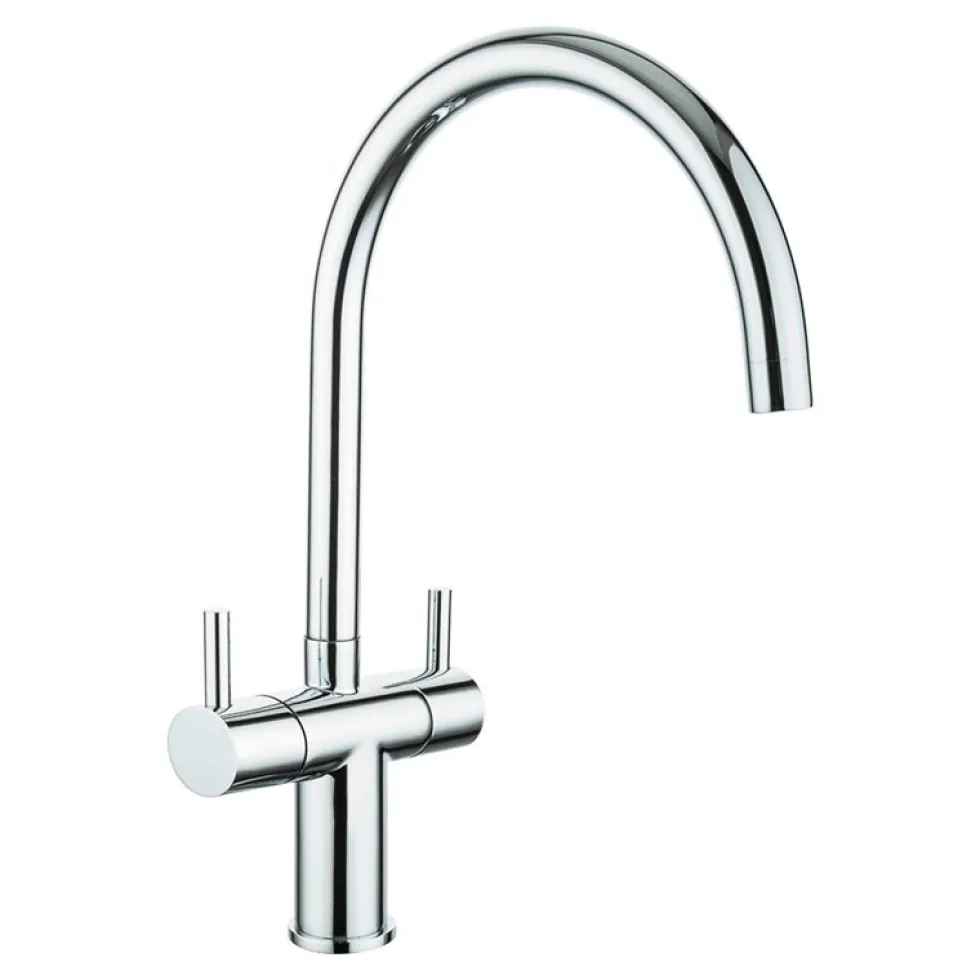 Reginox Tuscany 1.5 Bowl Undermount Ceramic Sink & Waste Kit and Vellamo Caspian Dual Lever Mono Kitchen Mixer