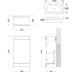 Riley 455mm Cloakroom Floorstanding Vanity Unit & Basin