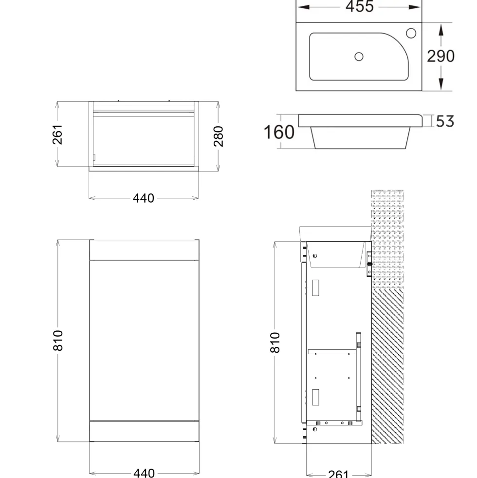 Riley 455mm Cloakroom Floorstanding Vanity Unit & Basin