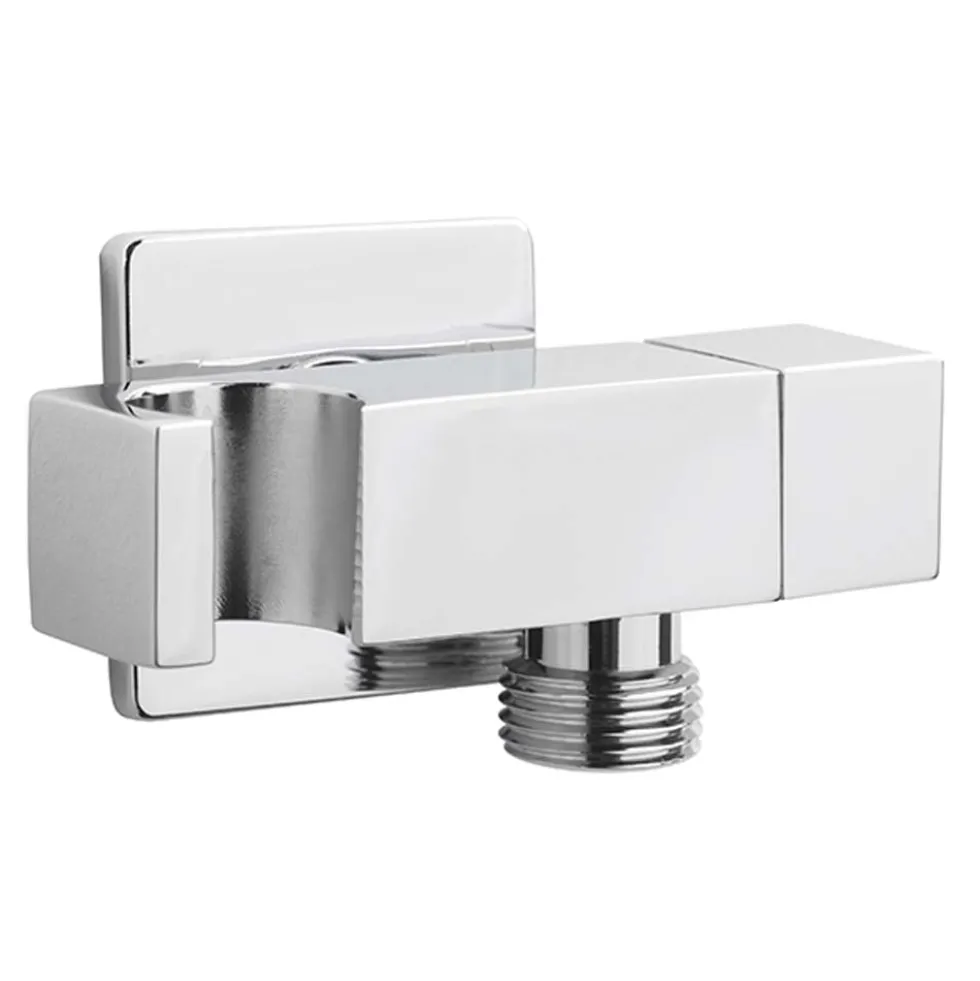 Sagittarius Deluxe Cube Outlet Elbow with Shut Off Valve & Integrated Handset Holder