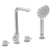 Sagittarius Ergo Lever 4 Hole Flat Spout Bath Mixer Tap with Shower Handset