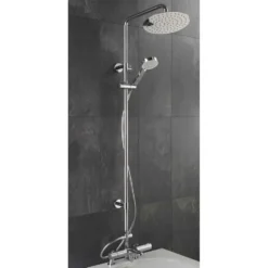 Sagittarius Logic Deck Mounted Thermostatic Bath Filler with Rigid Riser Shower Kit