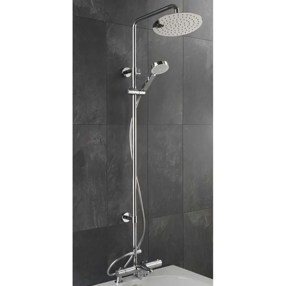 Sagittarius Logic Deck Mounted Thermostatic Bath Filler with Rigid Riser Shower Kit