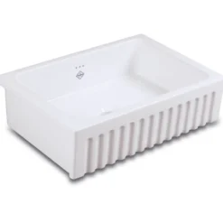 Shaws Bowland Fluted Front White Ceramic Belfast Kitchen Sink - 797 x 535mm