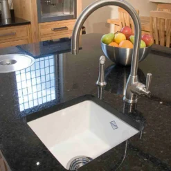 Shaws Classic Belthorn White Ceramic Single Bowl Undermount or Top Mount Kitchen Sink - 381 x 381mm