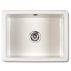 Shaws Classic Inset or Undermount White Ceramic Single Bowl Kitchen Sink - 595mm x 460mm