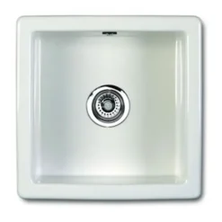 Shaws Classic Square White Ceramic Single Bowl Undermount or Inset Kitchen Sink - 460mm