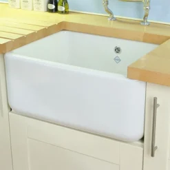 Shaws Contemporary Butler White Ceramic Single Bowl Kitchen Sink - 595mm x 460mm