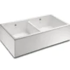 Shaws Contemporary Shaker Double Bowl White Ceramic Belfast Kitchen Sink - 895 x 465mm