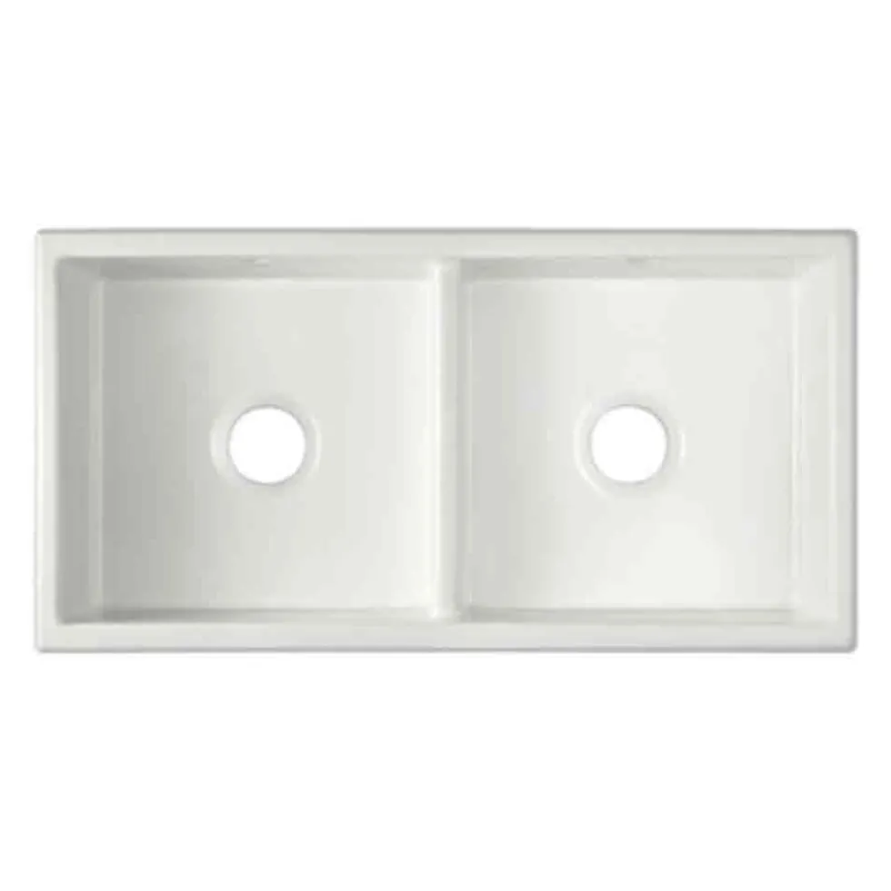 Shaws Contemporary Shaker Double Bowl White Ceramic Belfast Kitchen Sink - 895 x 465mm