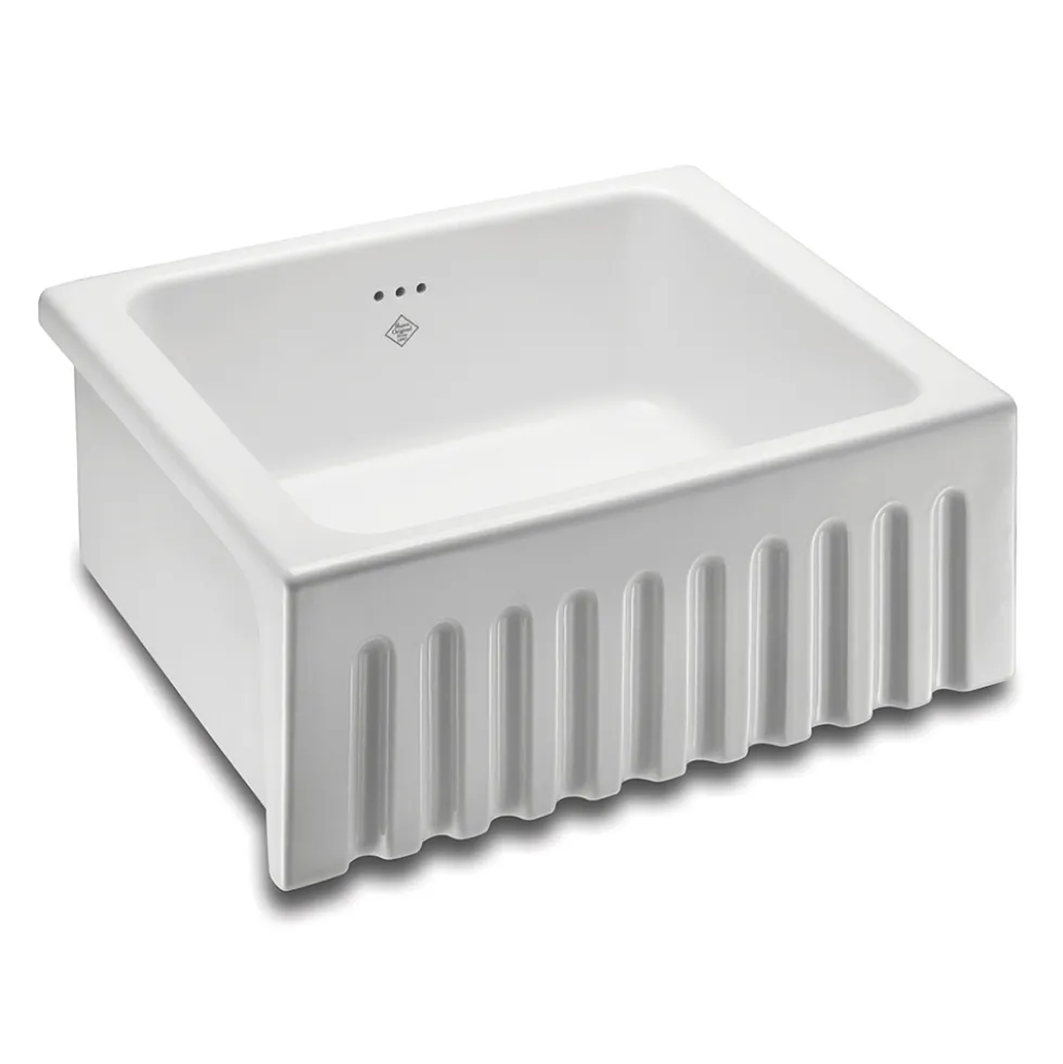Shaws Original Bowland Ceramic Single Bowl Fluted Front Sink - 595mm x 465mm