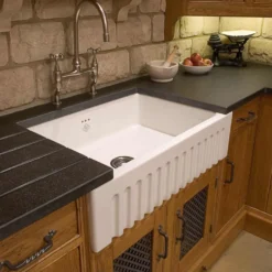 Shaws Original Bowland Ceramic Single Bowl Fluted Front Sink - 595mm x 465mm