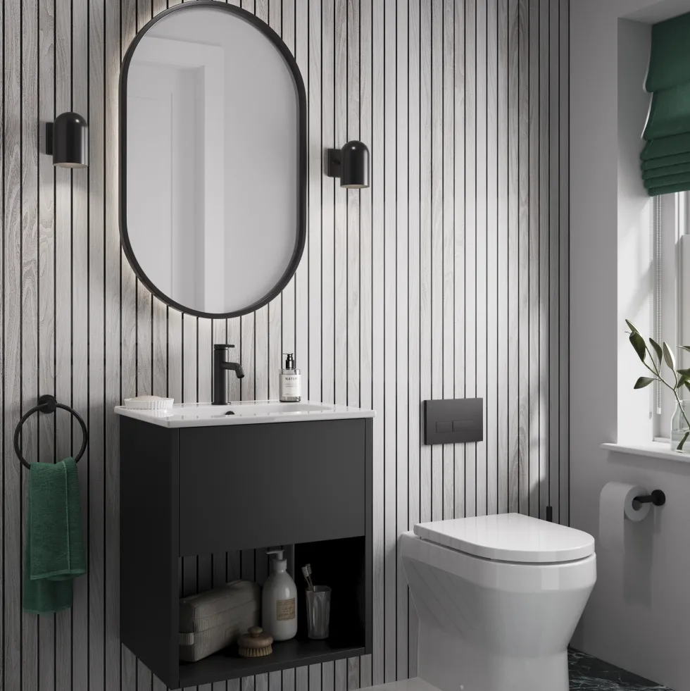 Showerwall Arcade Matt Grey Oak Laminate Ply Wood Proclick Bathroom Wall Panel - 2400 x 600mm