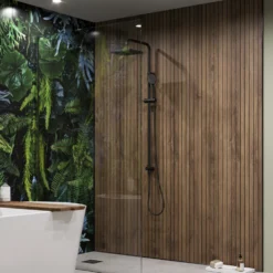 Showerwall Arcade Matt Walnut Laminate Ply Wood Proclick Bathroom Wall Panel - 2400 x 600mm