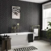 Showerwall Black Velvet Satin Herringbone Laminate Tile - 2400 x 600mm