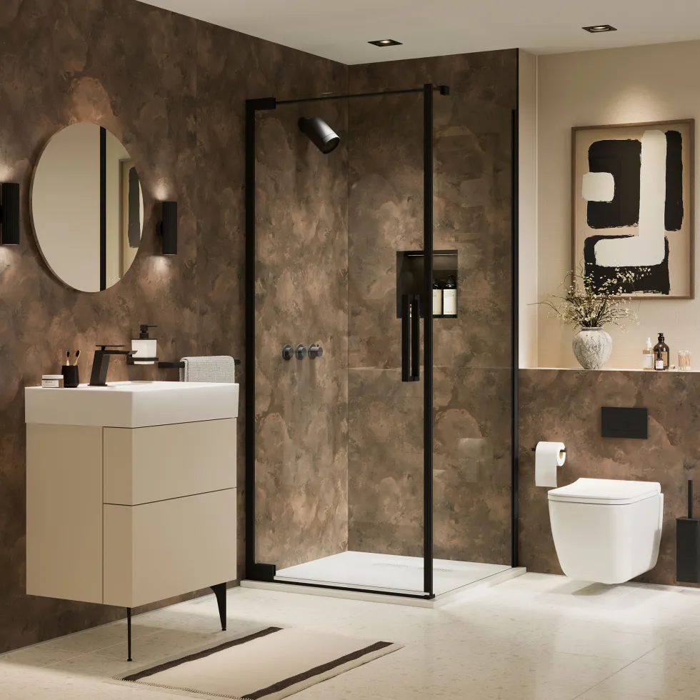 Showerwall Bronze Smoke Hydrocore Laminate Bathroom Wall Panel