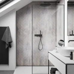 Showerwall Cement Herringbone Laminate Tile - 2400 x 600mm