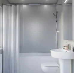 Showerwall Silver Grey 3mm Compact Tile Effect Bathroom Wall Panel - 1220 x 2440mm