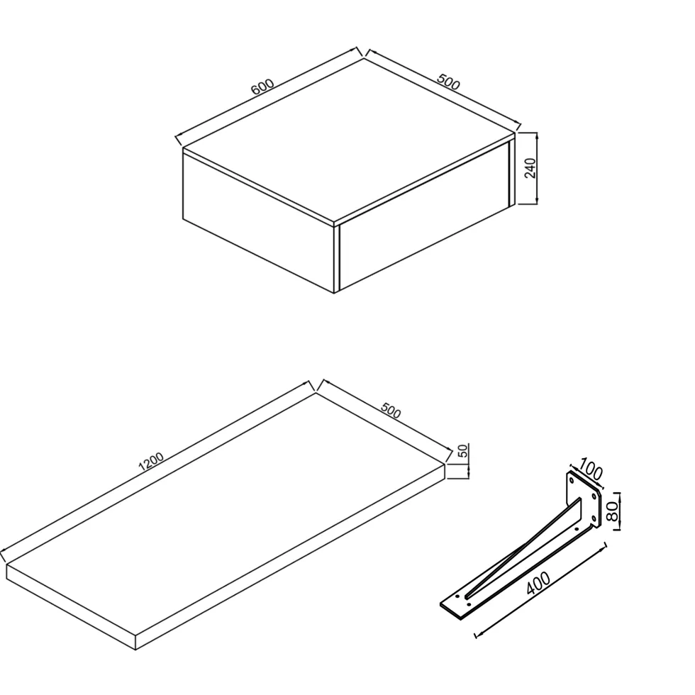 Sophia Basin Shelf, Drawer Unit & Countertop Basin - 3 sizes