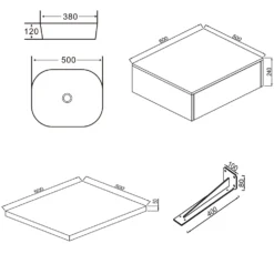 Sophia Basin Shelf, Drawer Unit & Countertop Basin - 3 sizes