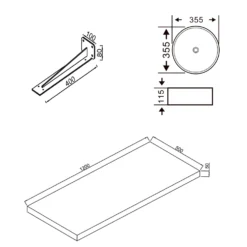 Sophia Basin Shelf with Countertop Basin - 3 sizes