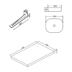 Sophia Basin Shelf with Countertop Basin - 3 sizes