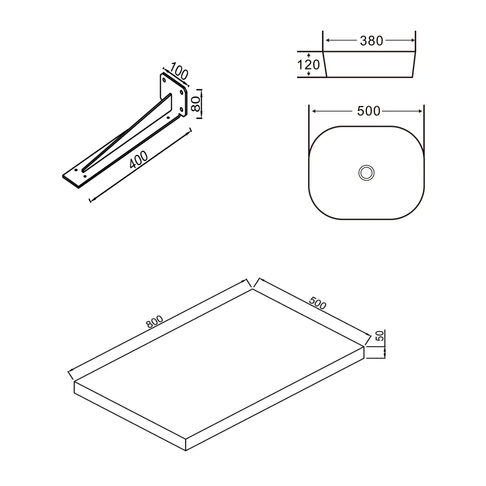 Sophia Basin Shelf with Countertop Basin - 3 sizes