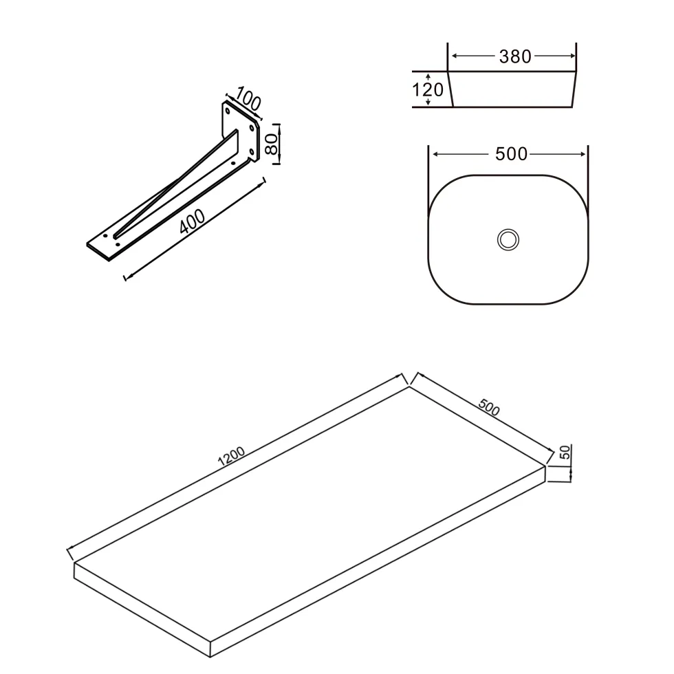 Sophia Basin Shelf with Countertop Basin - 3 sizes