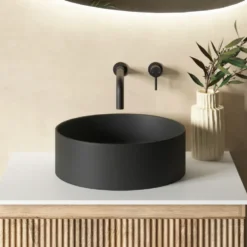 Sophia Matt Black Round Countertop Basin - 355mm