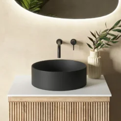 Sophia Matt Black Round Countertop Basin - 355mm