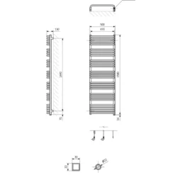 Terma Alex One Electric Heated Towel Rail with Heating Element