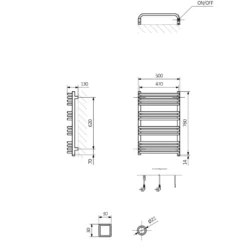 Terma Alex One Electric Heated Towel Rail with Heating Element