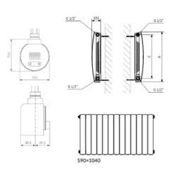 Terma Bergamo Electric Single Panel Horizontal Radiator with VEO Wi-Fi Controlled Heating Element