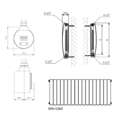 Terma Bergamo Electric Single Panel Horizontal Radiator with VEO Wi-Fi Controlled Heating Element