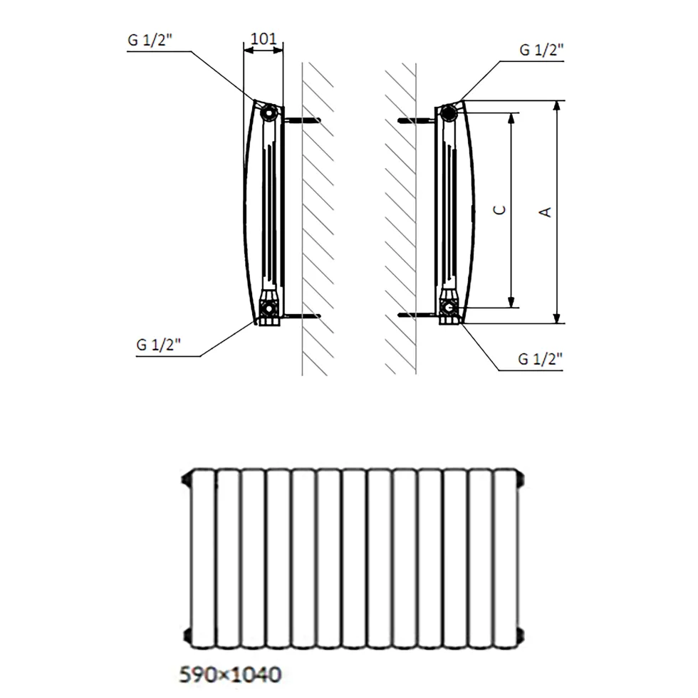 Terma Bergamo Single Panel Horizontal Radiator - 3 Sizes