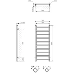 Terma Crystal Electric Heated Towel Rail with SIM Heating Element