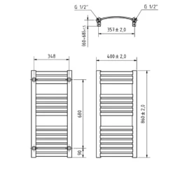 Terma Dexter Heated Towel Rail - 3 Sizes