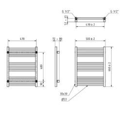 Terma Fiona Electric Heated Towel Rail with SIM Heating Element