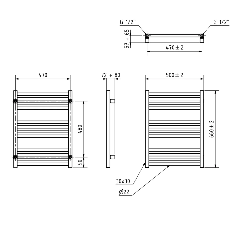 Terma Fiona Electric Heated Towel Rail with SIM Heating Element